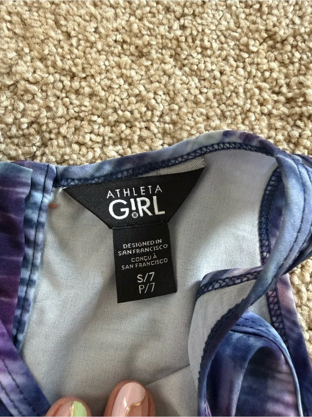 Athleta Girls' Multicolor Purple Blue Tie-Dye Romper Size Small / 7